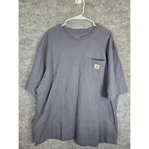 Carhartt Shirt Mens 2XL Blue K87 Pocket Workwear Heavyweight Cotton Tee S18
